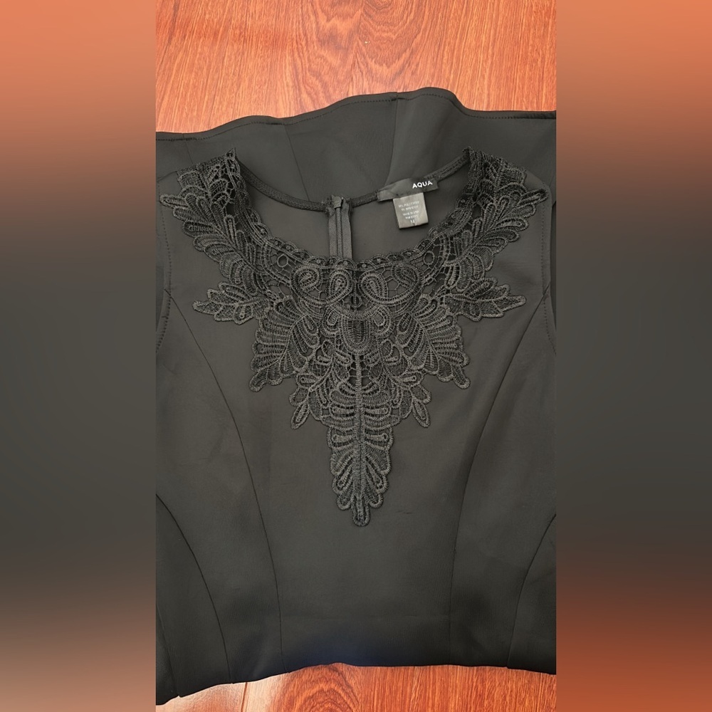 Aqua Black Lace Detail Dress Size M - Picture 5 of 10